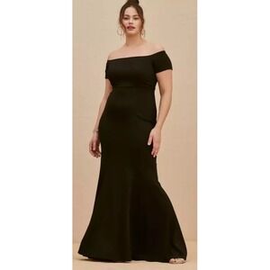 Torrid Black Ponte off Shoulder Maxi Dress Size 22 Formal Gown Special Ocassion